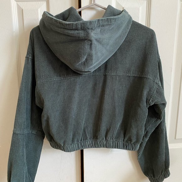 BDG Green Corduroy Hooded Cropped Jacket XS - Picture 12 of 16